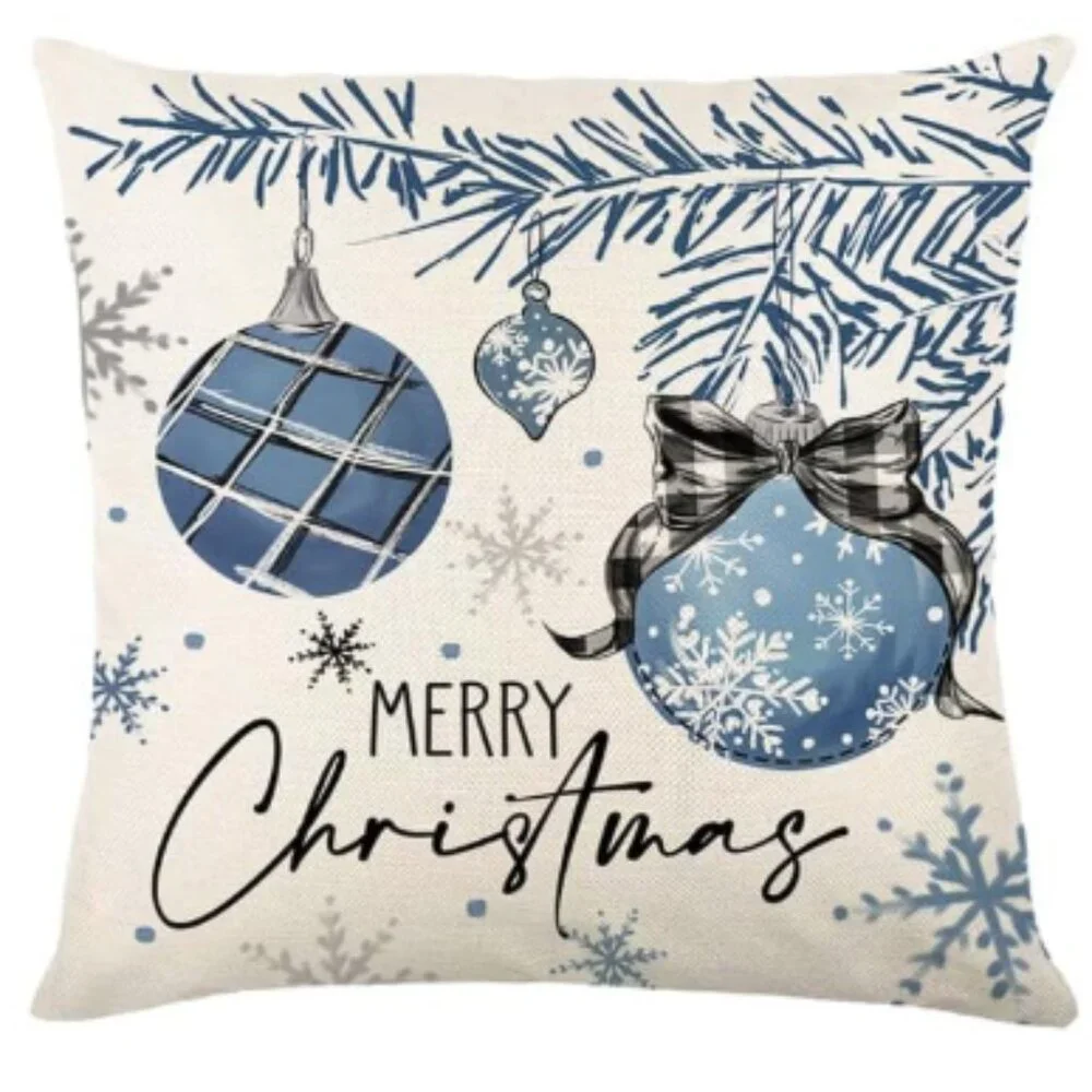NEW SET OF 4 CHRISTMAS COTTON LINEN BLEND CHRISTMAS SEASONAL PILLOW COVERS 18